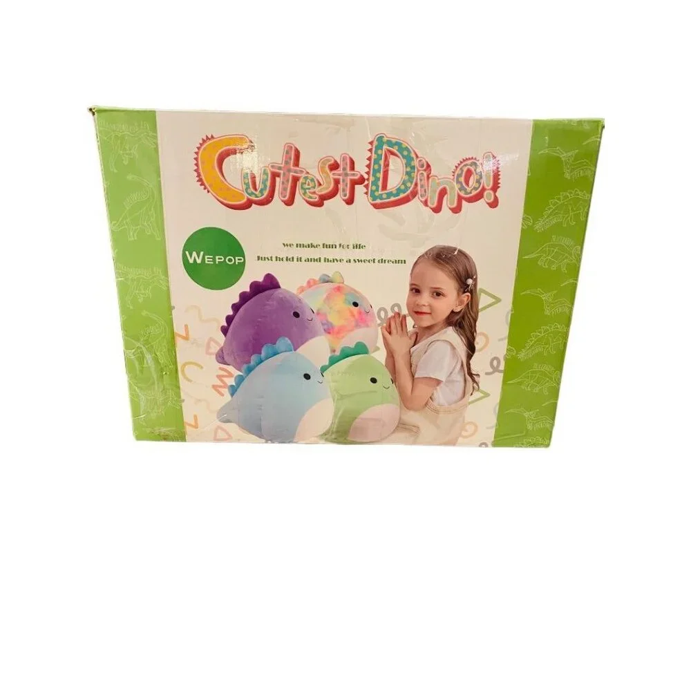WePop 20 in Dino Pillow Blue New in Box 100% Cotton